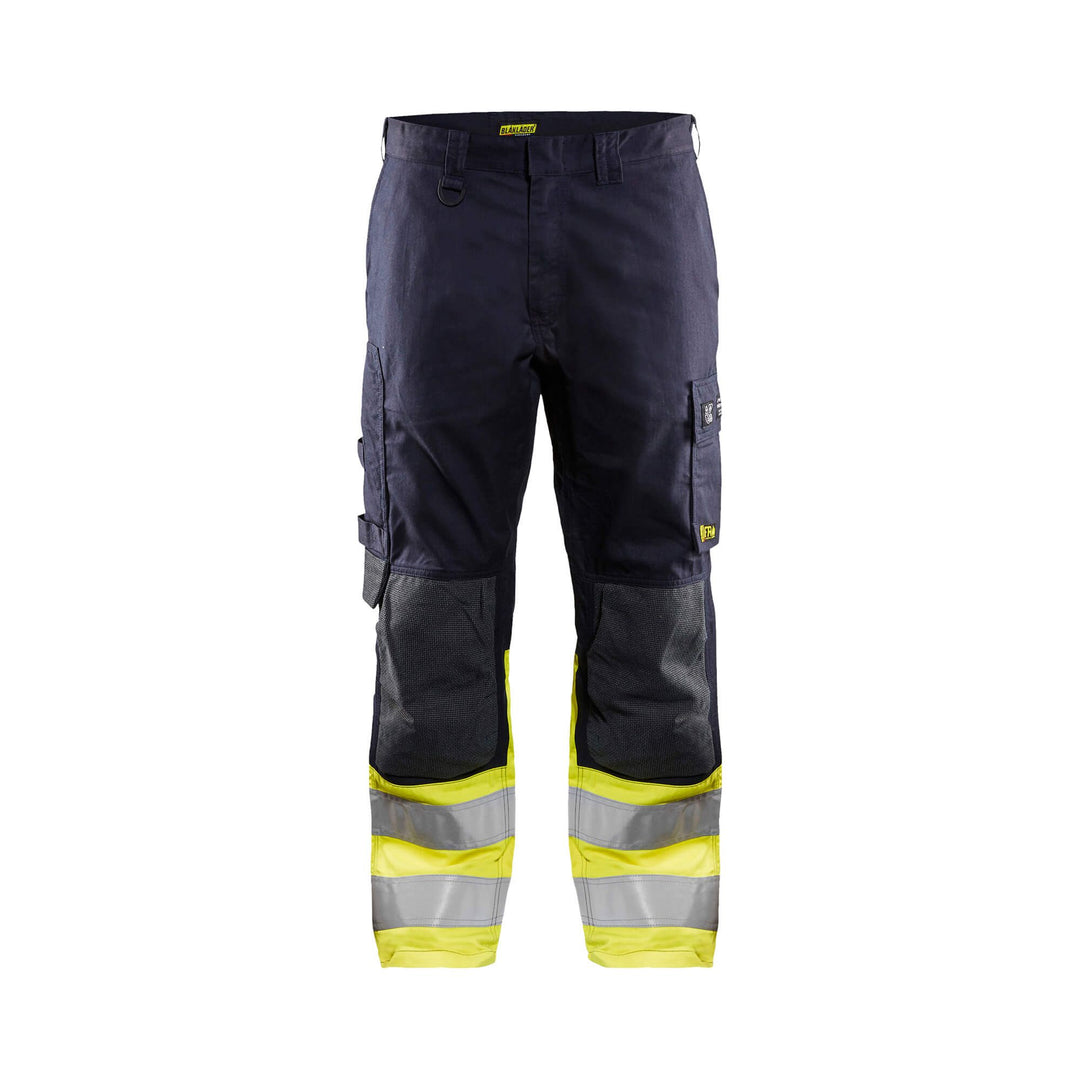 Blaklader 14881512 Multinorm Flame-Retardant Trousers Navy Blue/Hi-Vis Yellow Main #colour_navy-blue-yellow