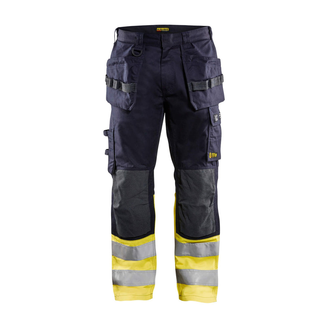 Blaklader 14891512 Multinorm Flame-Retardant Trousers Navy Blue/Hi-Vis Yellow Main #colour_navy-blue-yellow