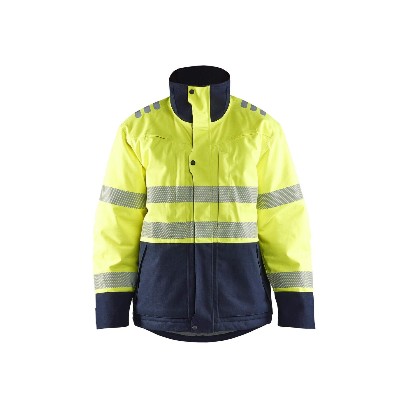 Blaklader 45171534 Multinorm Flame Retardant Winter Jacket Yellow/Navy Blue Main #colour_yellow-navy-blue