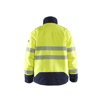 Blaklader 45171534 Multinorm Flame Retardant Winter Jacket Yellow/Navy Blue Rear #colour_yellow-navy-blue