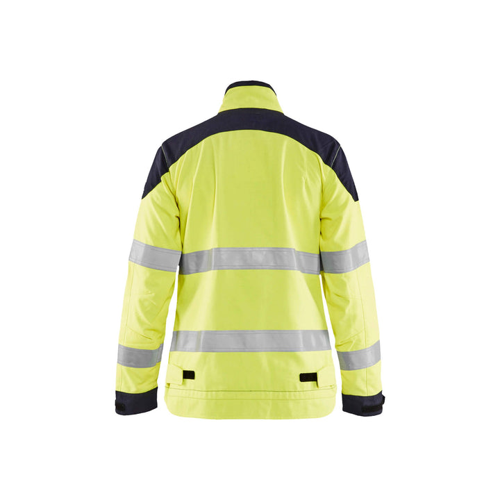 Blaklader 49691512 Multinorm Jacket Flame-Retardant Yellow/Navy Blue Rear #colour_yellow-navy-blue