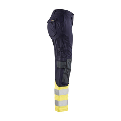 Blaklader 71881512 Multinorm Trousers Flame-Retardant Navy Blue/Hi-Vis Yellow Right #colour_navy-blue-yellow