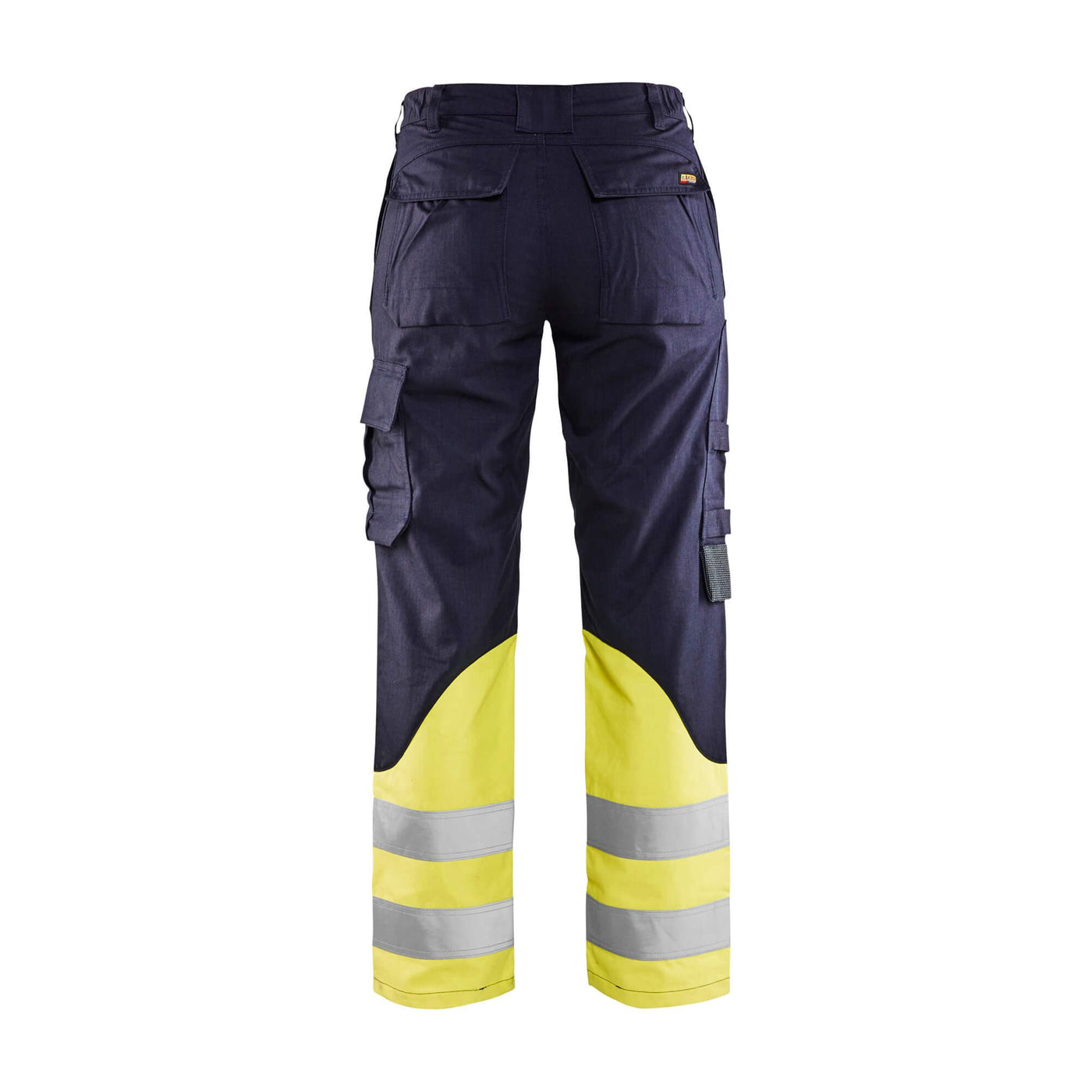 Blaklader 71881512 Multinorm Trousers Flame-Retardant Navy Blue/Hi-Vis Yellow Rear #colour_navy-blue-hi-vis-yellow