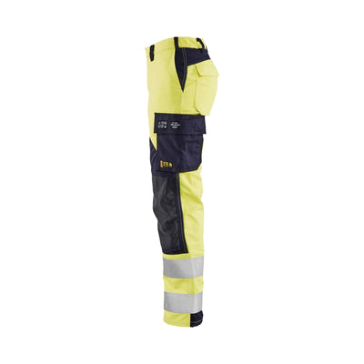 Blaklader 71891512 Multinorm Trousers Flame-Retardant Yellow/Navy Blue Left #colour_yellow-navy-blue
