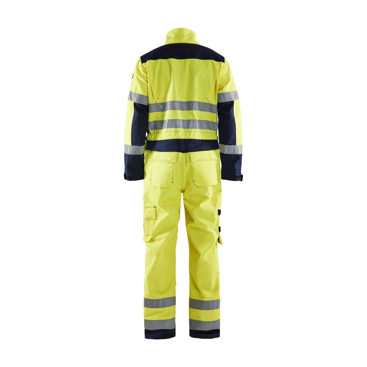 Blaklader 63781514 Multinorm Work Overalls Yellow/Navy Blue Rear #colour_yellow-navy-blue