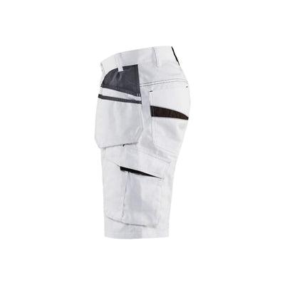 Blaklader 10991330 Painters Shorts Stretch White/Dark Grey Left #colour_white-dark-grey