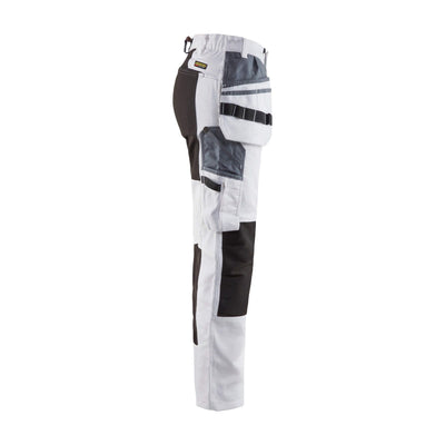 Blaklader 79101000 Painters Trousers Stretch White/Black Right #colour_white-black