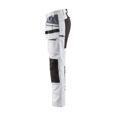 Blaklader 79101000 Painters Trousers Stretch White/Black Left #colour_white-black
