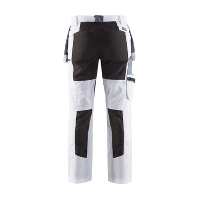 Blaklader 79101000 Painters Trousers Stretch White/Black Rear #colour_white-black