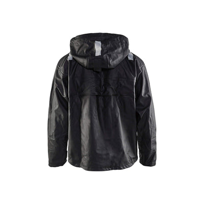 Blaklader 43022003 Rain Jacket Waterproof Black Rear #colour_black