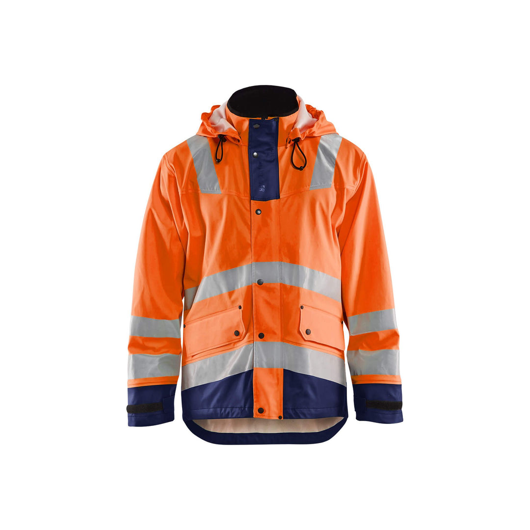 Blaklader 43022003 Rain Jacket Waterproof Orange/Navy Blue Main #colour_orange-navy-blue