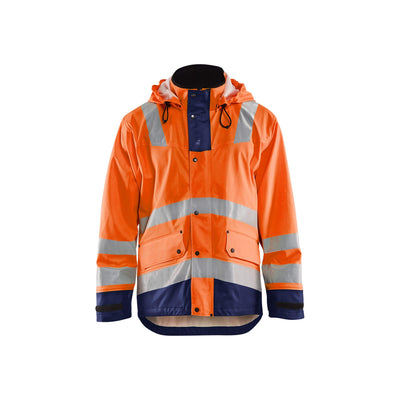Blaklader 43022003 Rain Jacket Waterproof Orange/Navy Blue Main #colour_orange-navy-blue
