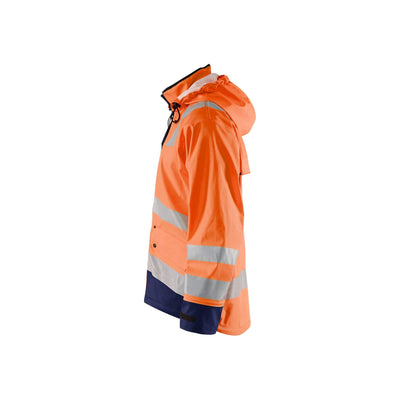 Blaklader 43022003 Rain Jacket Waterproof Orange/Navy Blue Left #colour_orange-navy-blue