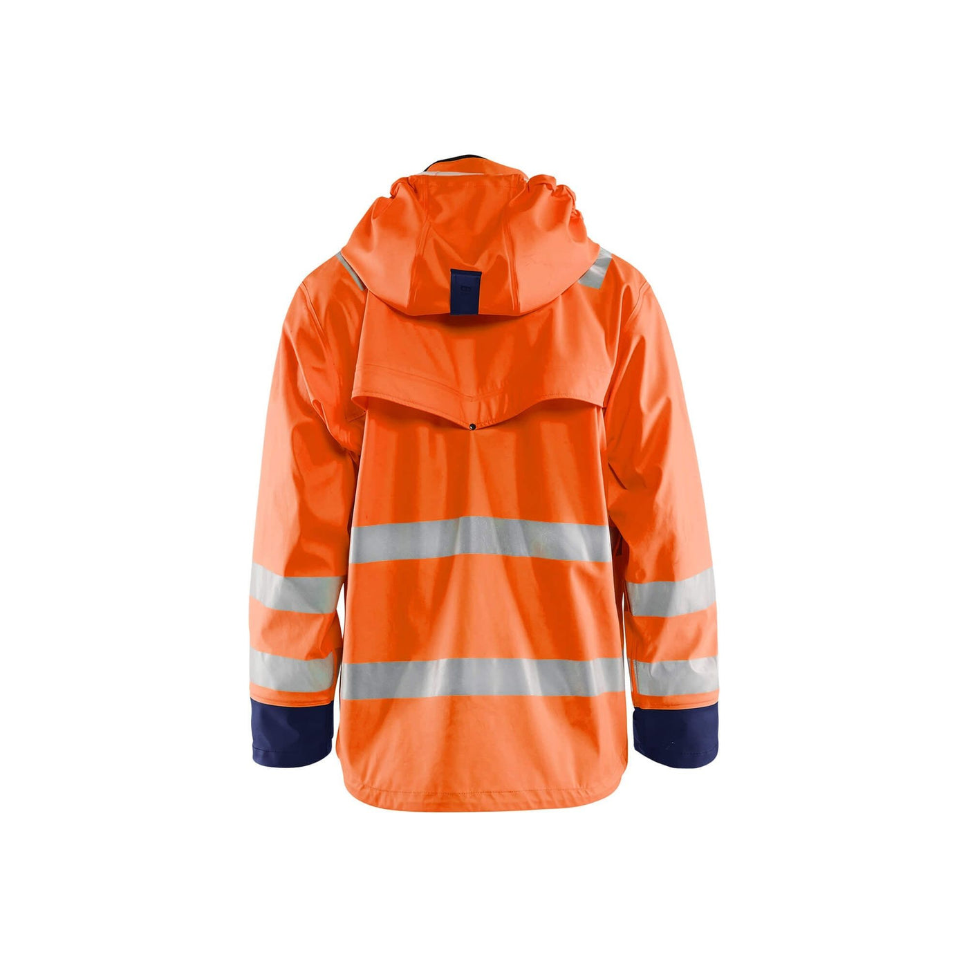 Blaklader 43022003 Rain Jacket Waterproof Orange/Navy Blue Rear #colour_orange-navy-blue