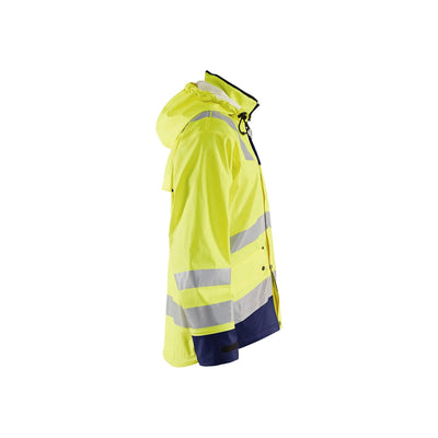 Blaklader 43022003 Rain Jacket Waterproof Yellow/Navy Blue Right #colour_yellow-navy-blue