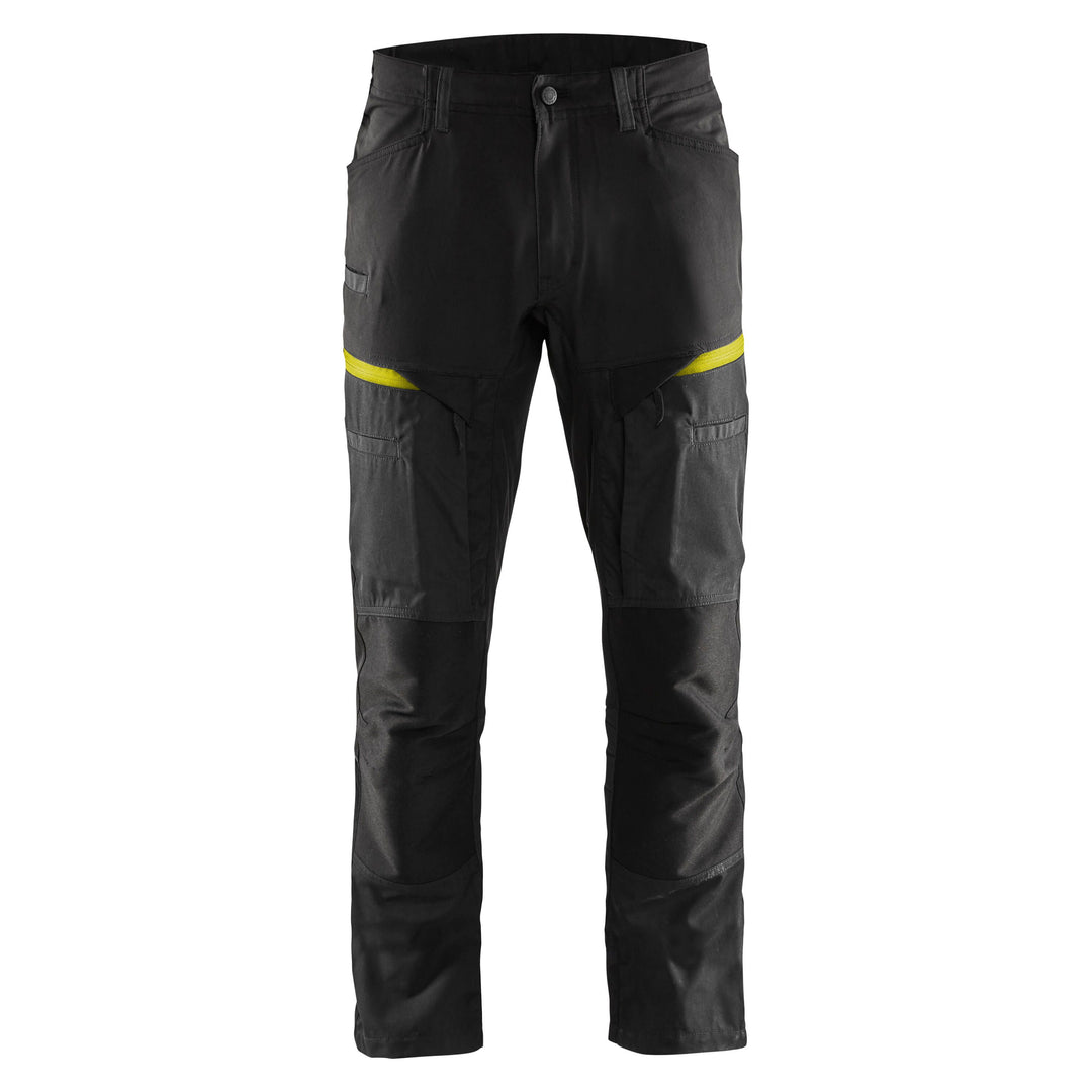 Blaklader 14561845 Service Stretch Trousers Black/Hi-Vis Yellow Main #colour_black-hi-vis-yellow