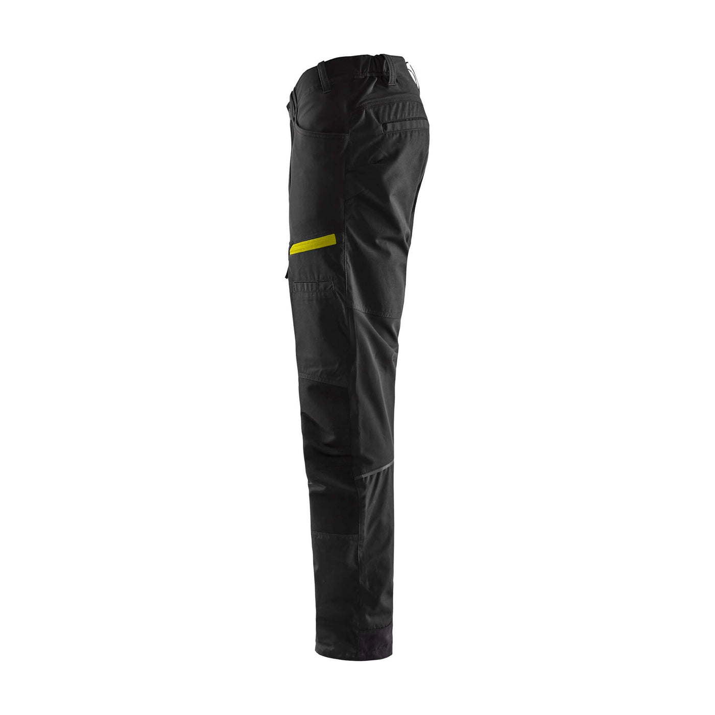 Blaklader 14561845 Service Stretch Trousers Black/Hi-Vis Yellow Left #colour_black-hi-vis-yellow