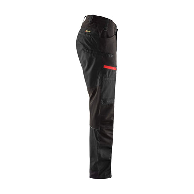 Blaklader 14561845 Service Stretch Trousers Black/Red Right #colour_black-red