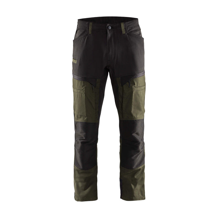 Blaklader 14561845 Service Stretch Trousers Dark Olive Green/Black Main #colour_dark-olive-green-black