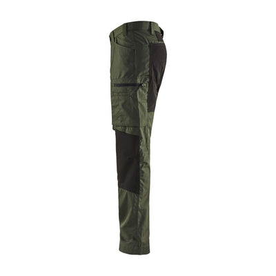 Blaklader 14591845 Service Stretch Trousers Army Green/Black Left #colour_army-green-black