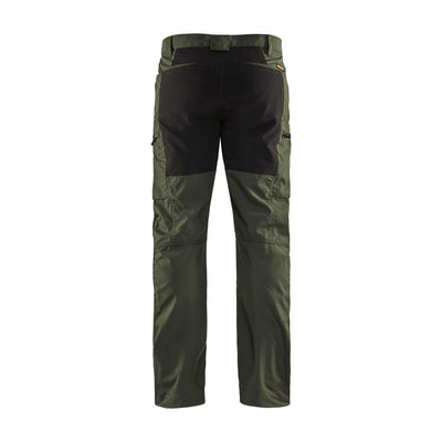 Blaklader 14591845 Service Stretch Trousers Army Green/Black Rear #colour_army-green-black