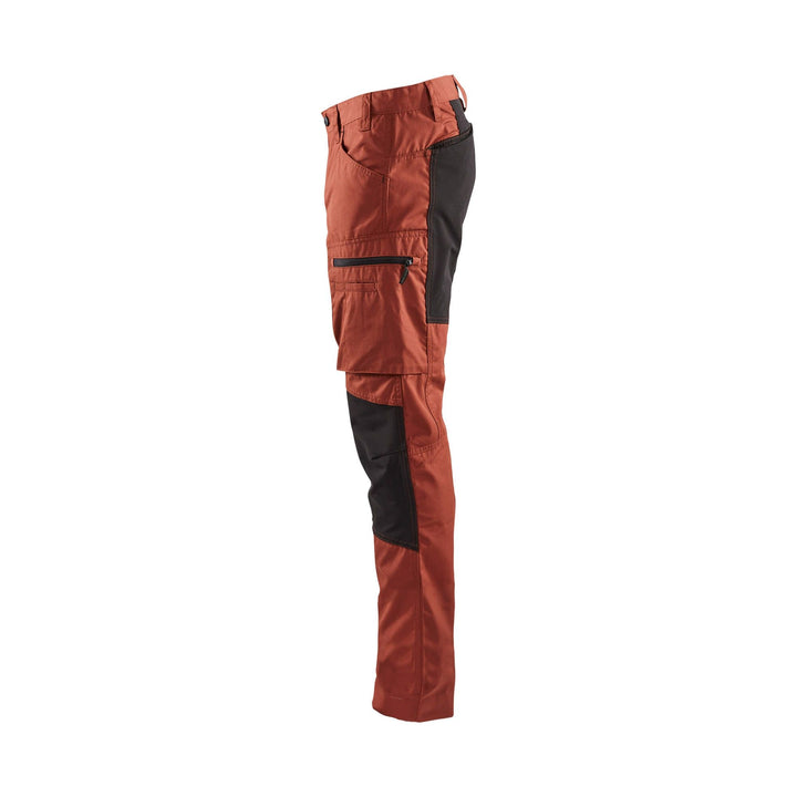 Blaklader 14591845 Service Stretch Trousers Burned Red/Black Left #colour_burned-red-black