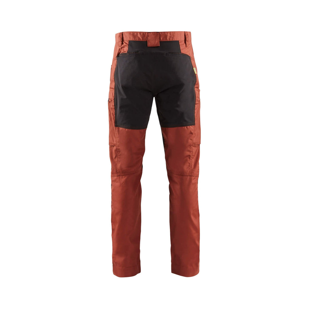 Blaklader 14591845 Service Stretch Trousers Burned Red/Black Rear #colour_burned-red-black