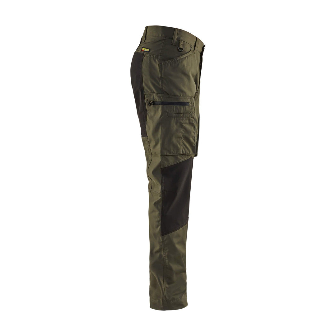 Blaklader 14591845 Service Stretch Trousers Dark Olive Green/Black Right #colour_dark-olive-green-black