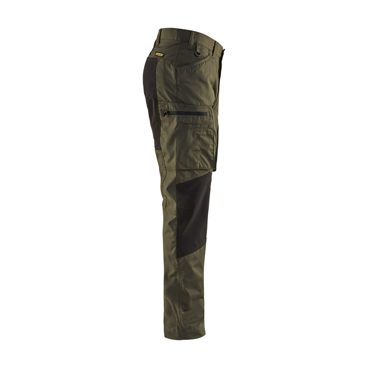 Blaklader 14591845 Service Stretch Trousers Dark Olive Green/Black Right #colour_dark-olive-green-black