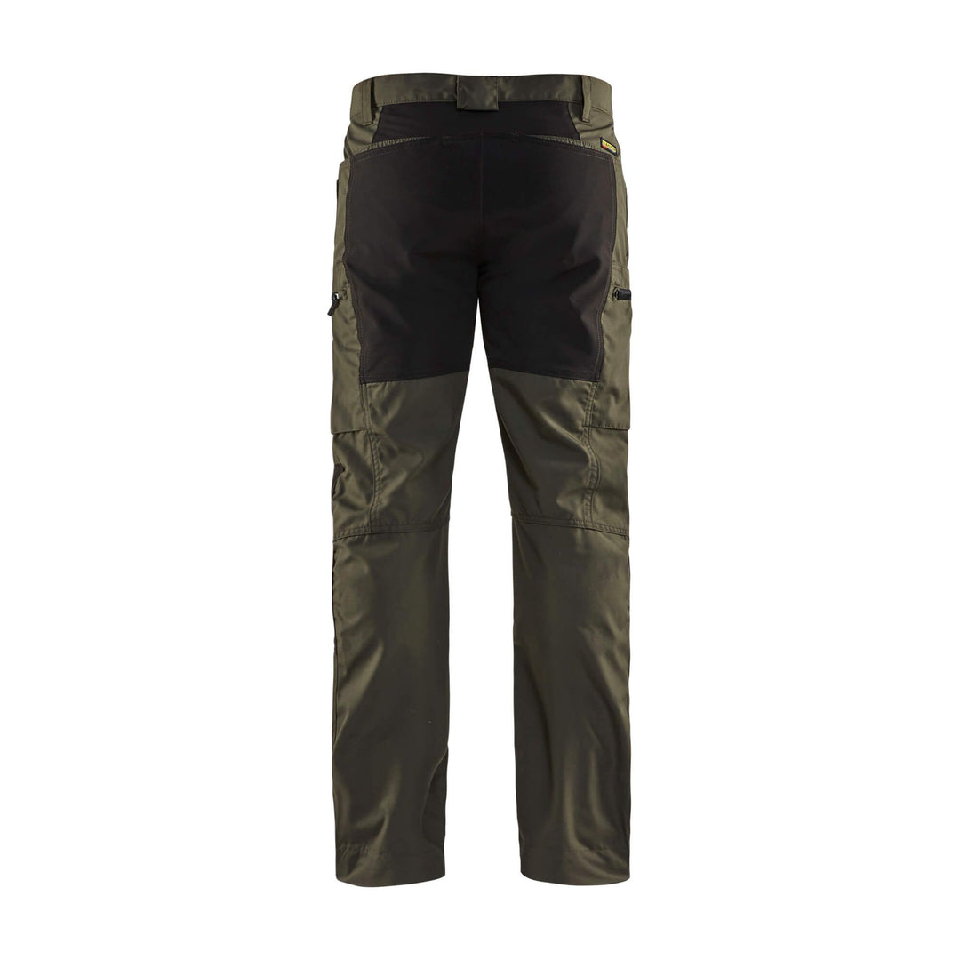 Blaklader 14591845 Service Stretch Trousers Dark Olive Green/Black Rear #colour_dark-olive-green-black