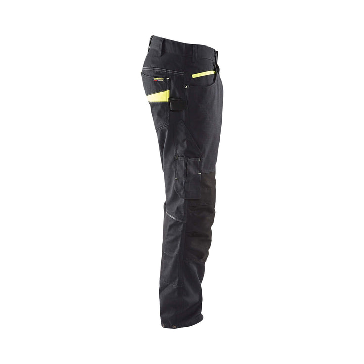 Blaklader 14951330 Service Stretch Trousers Black/Hi-Vis Yellow Right #colour_black-hi-vis-yellow