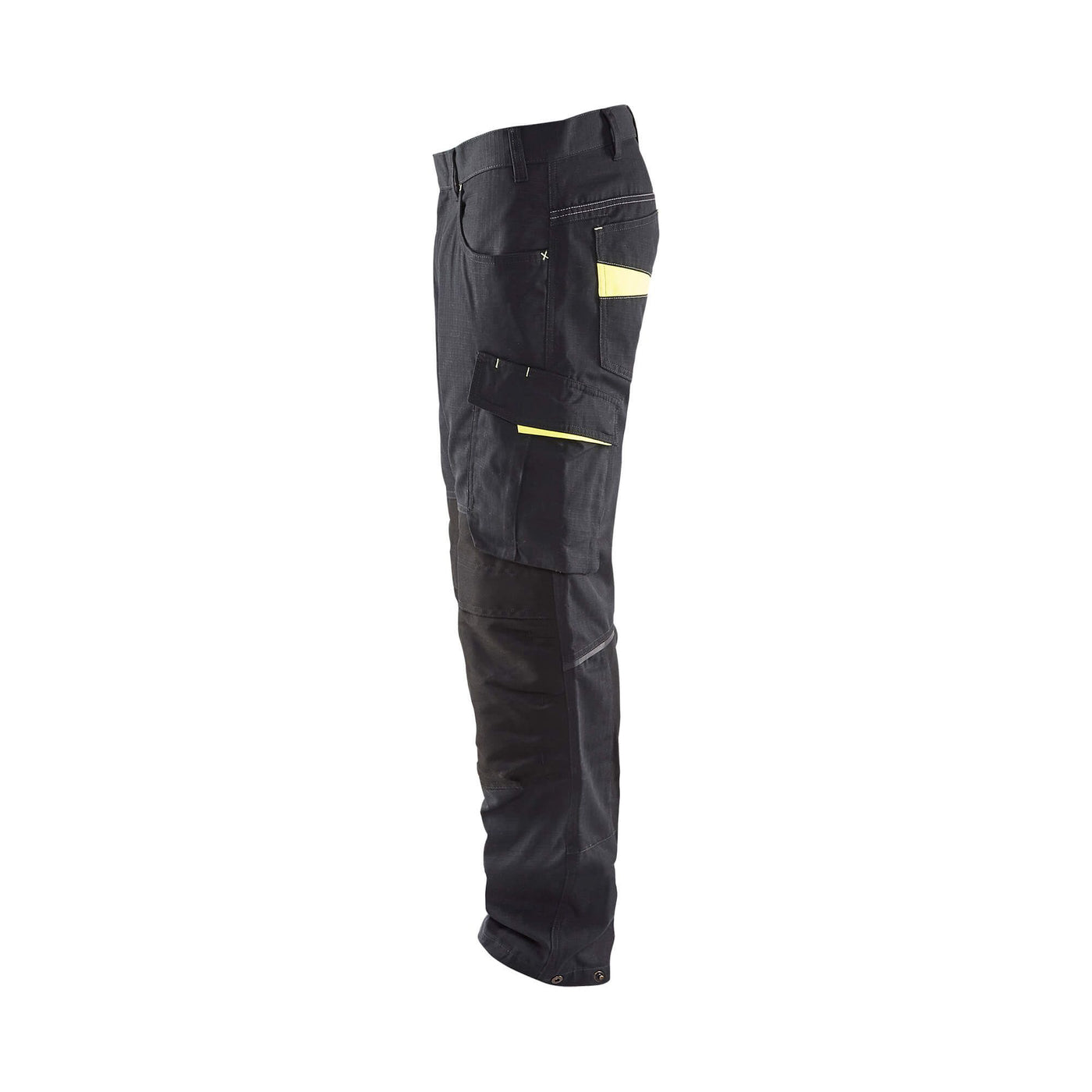 Blaklader 14951330 Service Stretch Trousers Black/Hi-Vis Yellow Left #colour_black-hi-vis-yellow