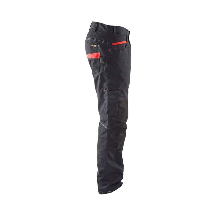 Blaklader 14951330 Service Stretch Trousers Black/Red Right #colour_black-red