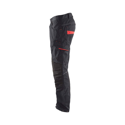 Blaklader 14951330 Service Stretch Trousers Black/Red Left #colour_black-red
