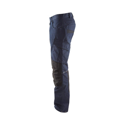 Blaklader 14951330 Service Stretch Trousers Dark Navy Blue/Black Left #colour_dark-navy-blue-black