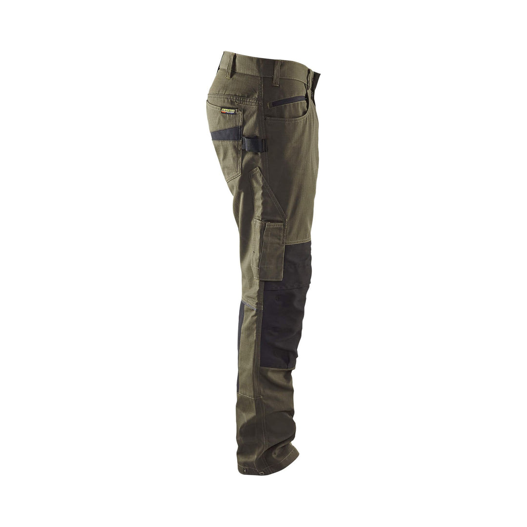 Blaklader 14951330 Service Stretch Trousers Dark Olive Green/Black Right #colour_dark-olive-green-black