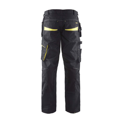 Blaklader 14961330 Service Stretch Trousers Black/Hi-Vis Yellow Rear #colour_black-yellow
