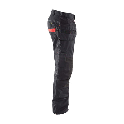 Blaklader 14961330 Service Stretch Trousers Black/Red Right #colour_black-red