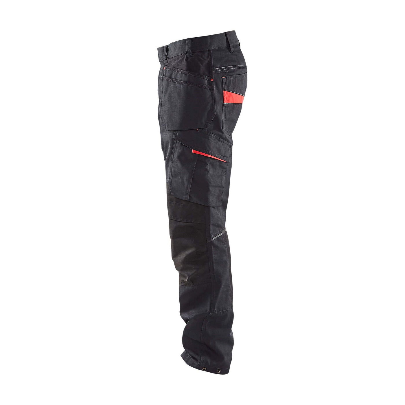 Blaklader 14961330 Service Stretch Trousers Black/Red Left #colour_black-red