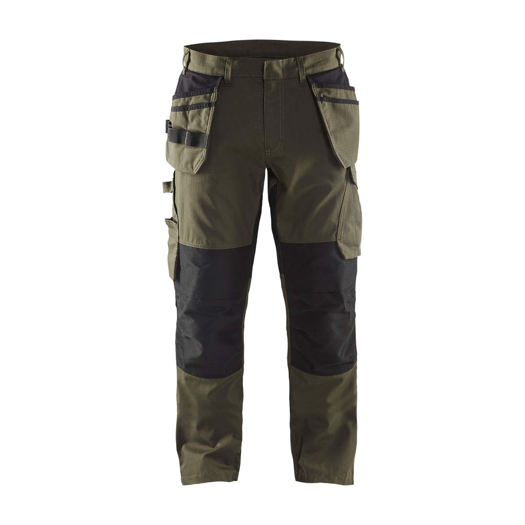 Blaklader 14961330 Service Stretch Trousers Dark Olive Green/Black Main #colour_dark-olive-green-black