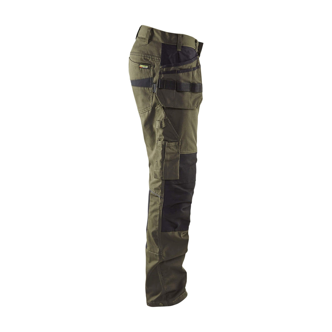 Blaklader 14961330 Service Stretch Trousers Dark Olive Green/Black Right #colour_dark-olive-green-black