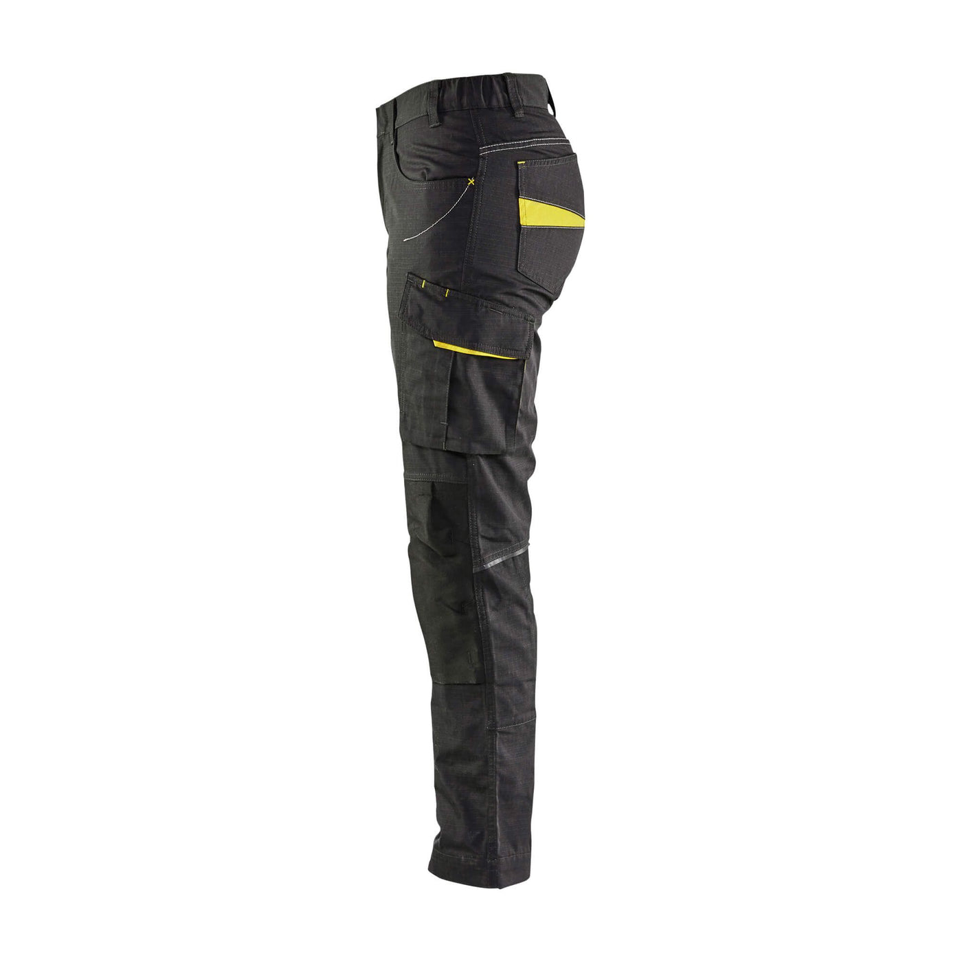 Blaklader 71951330 Service Trousers Stretch Black/Hi-Vis Yellow Left #colour_black-yellow
