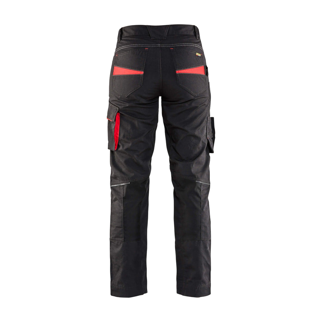 Blaklader 71951330 Service Trousers Stretch Black/Red Rear #colour_black-red