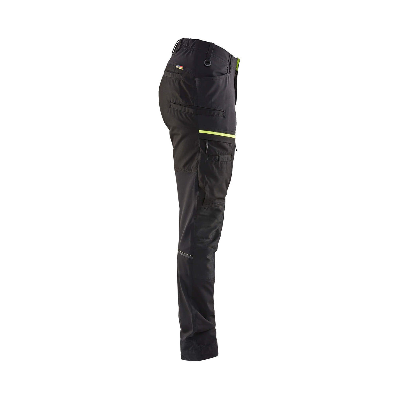 Blaklader Service Trousers with Stretch Womens Black/Hi-Vis Yellow Right #colour_black-hi-vis-yellow