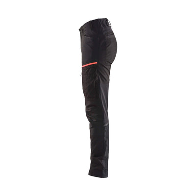 Blaklader Service Trousers with Stretch Womens Black/Red Left #colour_black-red