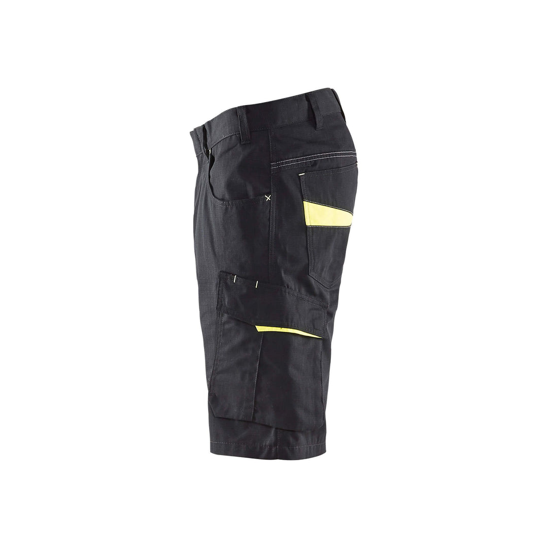 Blaklader 14991330 Service Work Shorts Black/Hi-Vis Yellow Left #colour_black-yellow