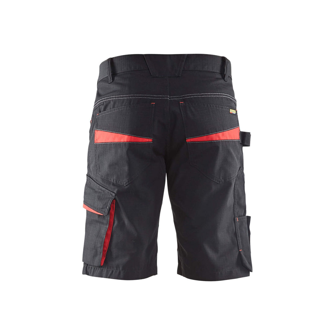 Blaklader 14991330 Service Work Shorts Black/Red Rear #colour_black-red