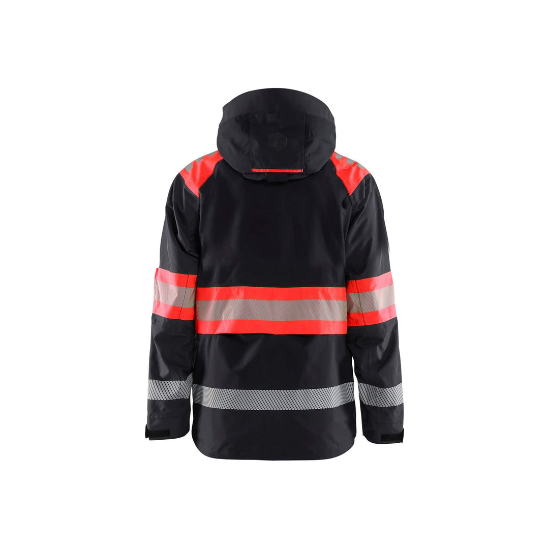 Blaklader 44201977 Shell Jacket Hi-Vis Black/Red Rear #colour_black-red