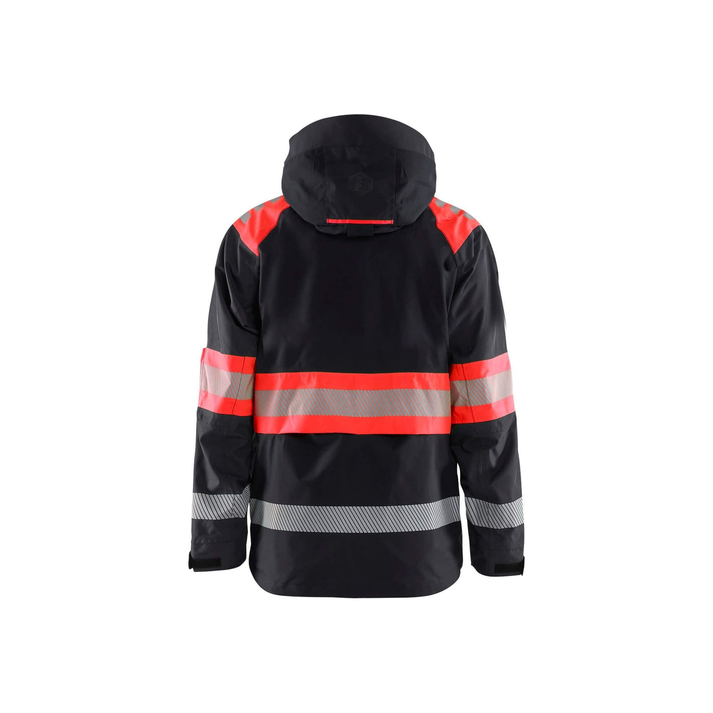 Blaklader 44201977 Shell Jacket Hi-Vis Black/Red Rear #colour_black-red