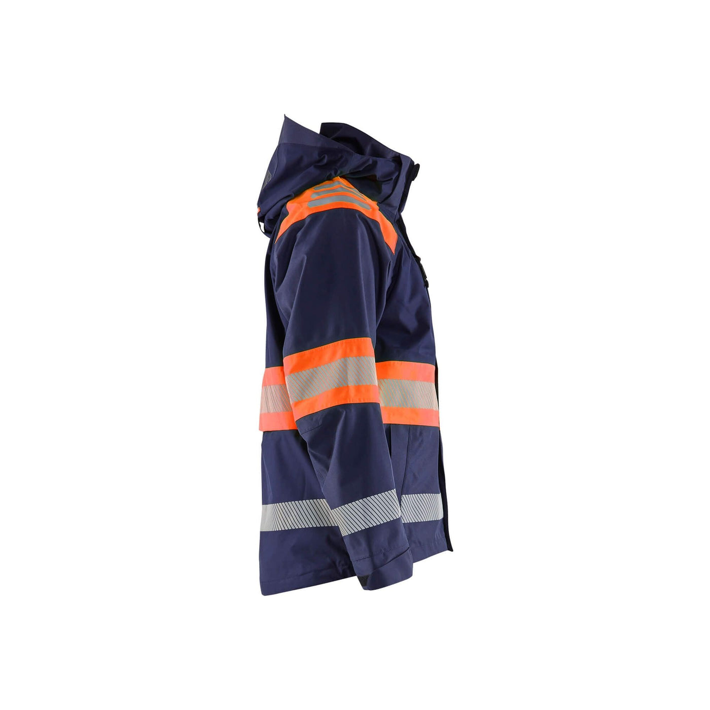 Blaklader 44201977 Shell Jacket Hi-Vis Navy Blue/Orange Right #colour_navy-blue-orange